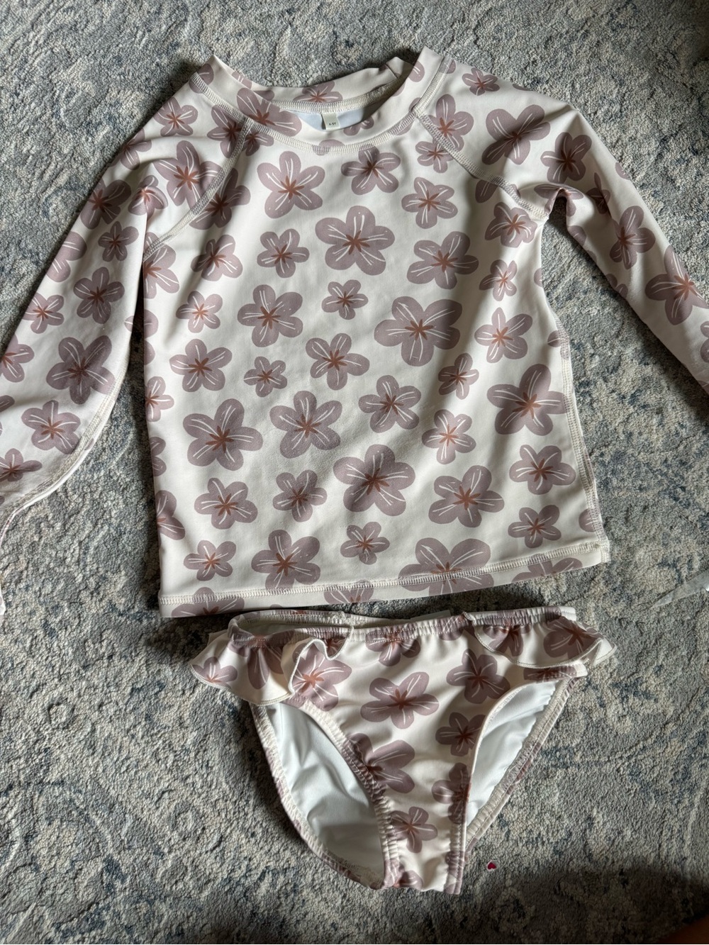 Rylee + Cru Cream Rash Guard Set Floral Print